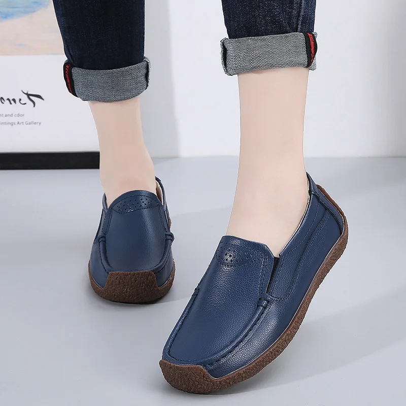 

Women's shoes 2022 Genuine leather foreign trade tendon-soled flat-heeled soft-soled snail shoes