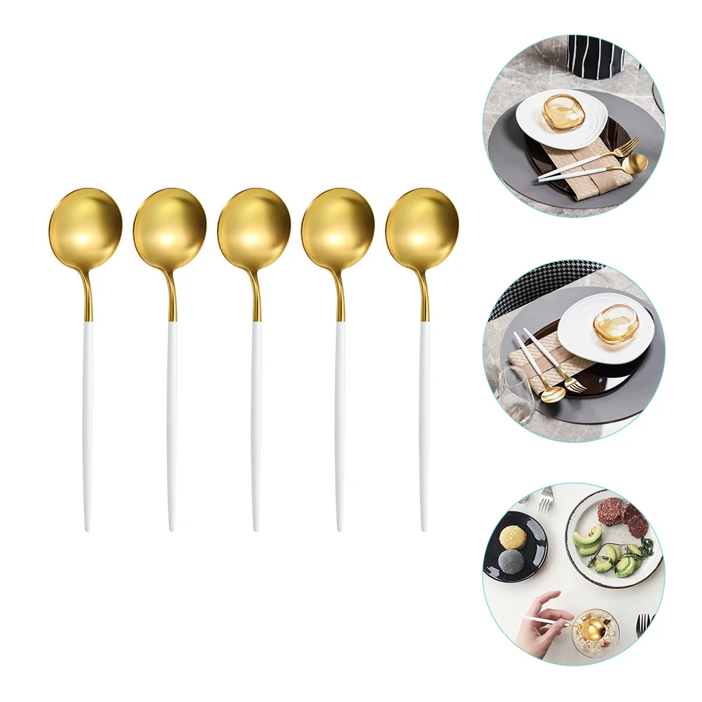 

Spoon Spoons Soup Dessert Stirring Sugar Ice Cream Coffee Appetizer Small Teasteel Stainless Gold Espresso Kids Dinner Metal