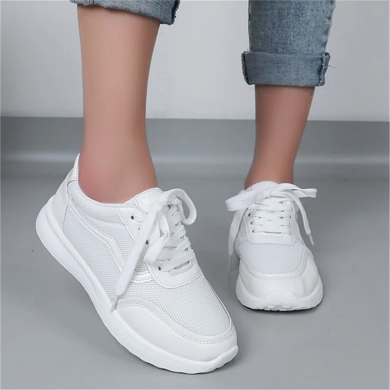 

2023 Spring and Autumn New Casual Shallow Thick-soled Sneakers Fashion Lace-up Breathable Running Shoes Women's Vulcanize Shoes