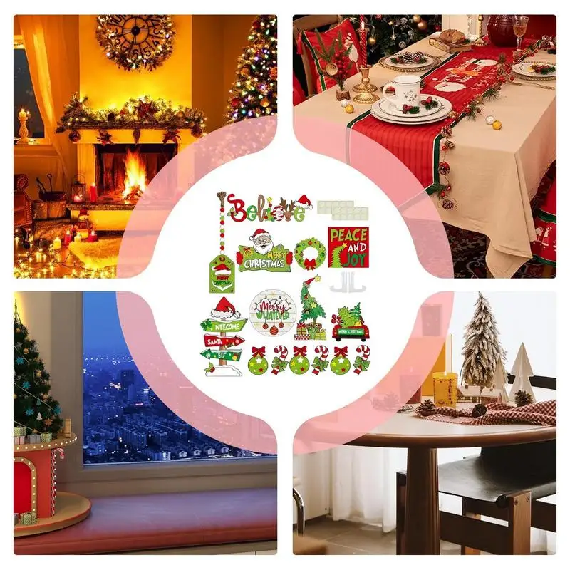 Рождественский многоуровневый декор подносов Санта-Клаус деревянные вывески