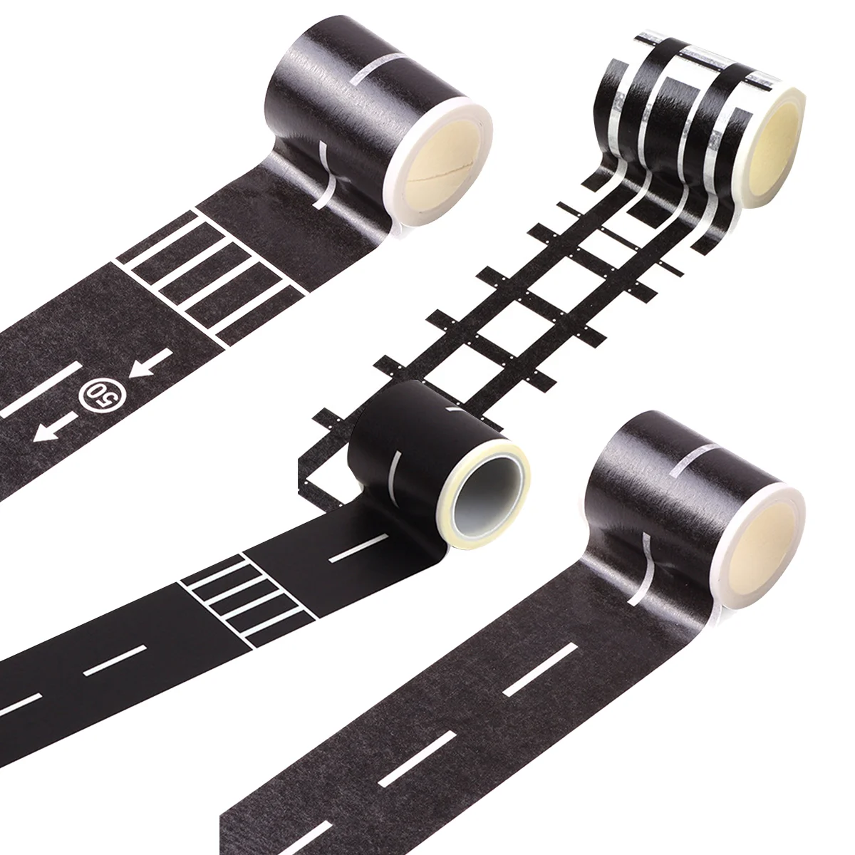

4 Rolls DIY Track Stickers Kids Toy Road Decal Tape Decals Traffic Car Trim Japanese Paper Railway Child Decor