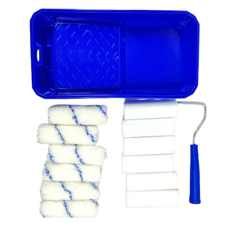 

Маленький поролоновый валик для рисования малярным валиком и лотком для краски для стен, инструмент для украшения дома, малярный