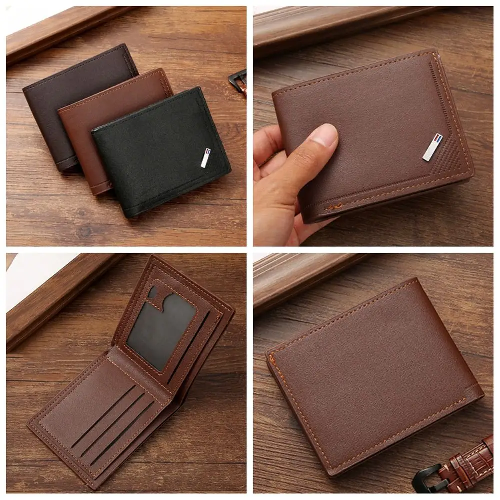 

Multi-position Men's Short Wallet Vintage Thin Large Capacity Korean Style PU Leather Outdoor
