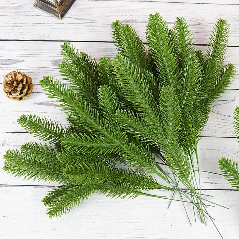 

5/10pcs Christmas Home Decoration Artificial Pine Needles Branch Fake Plants Pine Cone For Xmas Wreath New Year Gifts Packing