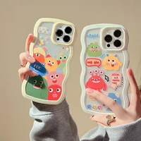 korea cute cartoon monster color phone case for 11 12 13 pro max x xr xs max shockproof kawaii soft back cover