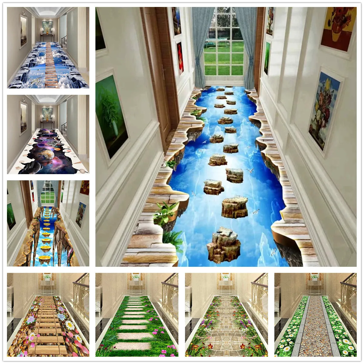 

3D Carpets for Living Room Funny Adventure Floor Area Rugs for Kids Room Decorative Long Hallway Corridor Kitchen Bedroom Rugs