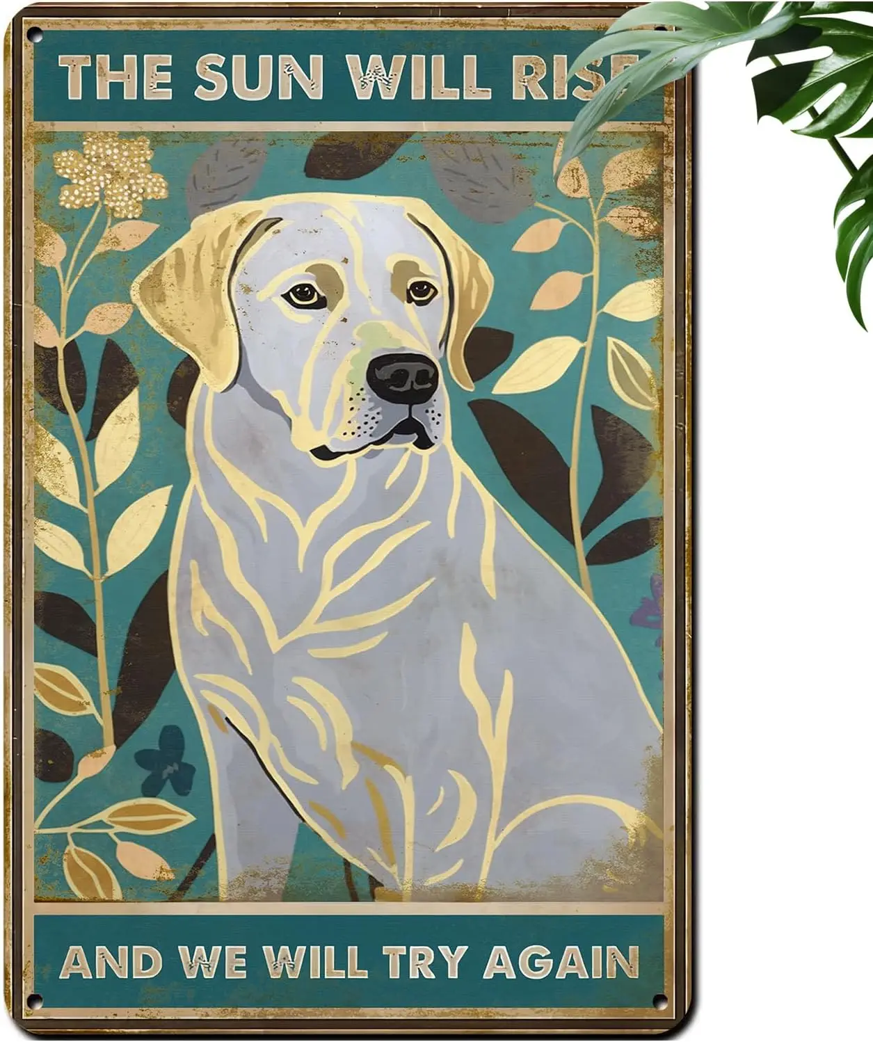 

Винтажная жестяная вывеска Серебряный лабрадор