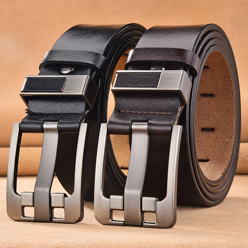 Vintage Pin Buckle Men Belt High Quality Cow Genuine Leather Luxury Strap Male Belts Jeans