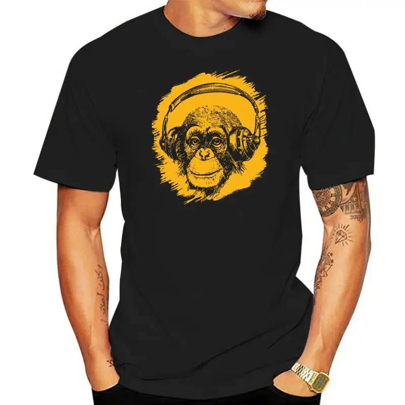 

Headphones Chimp DJ Techno House Music Rave DnB Monkey T-shirt Dark Gray !