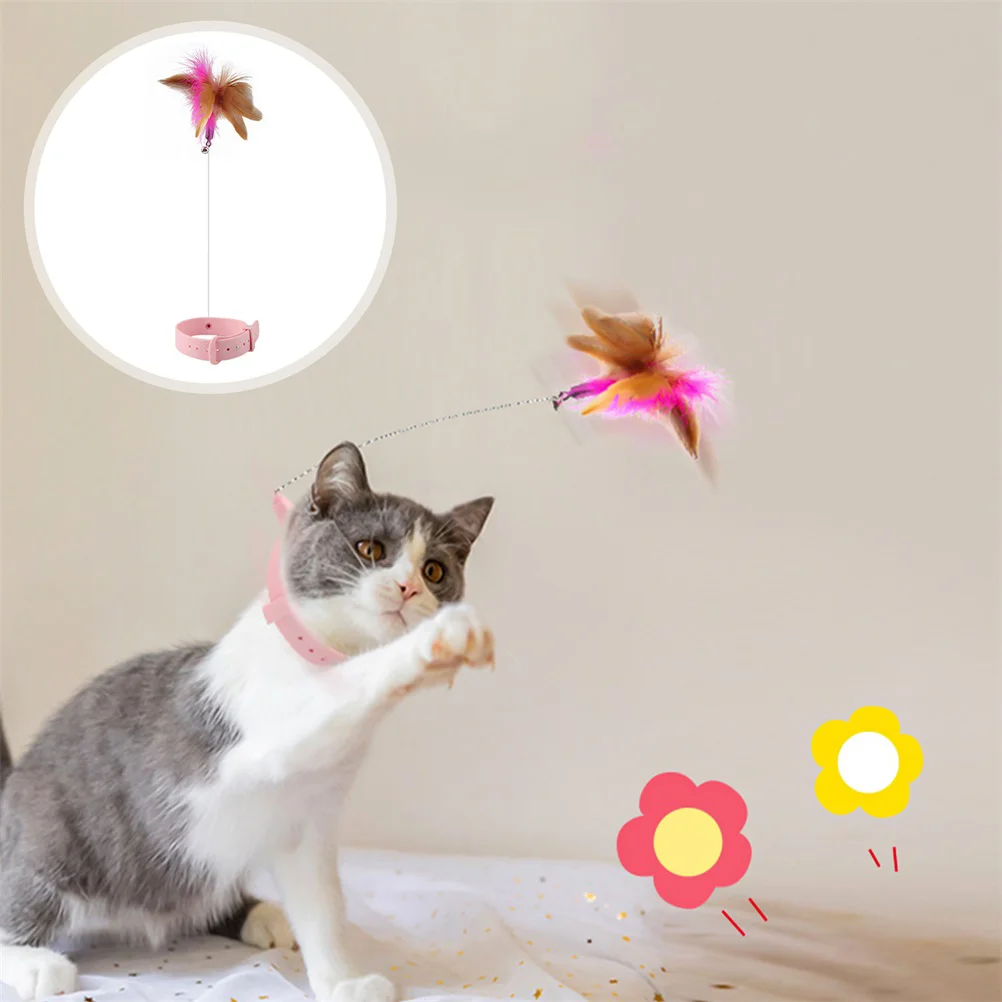 

Cat Toy Collar Wand Toys Teaser Interactive Kitten Stick Pet Teasing Cats Indoor Catcher Rod Funny Playing Catnip Wands Attached