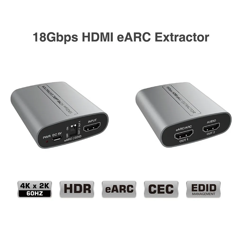4K Audio Extractor HDMI compatible Splitter 18Gbps ARC eARC Adapter Converter For Amplifier Soundbar Speaker