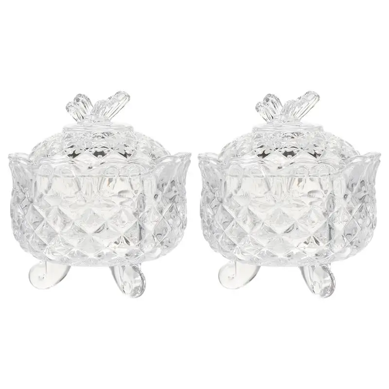 

2 Pcs Butterflies Shape Candy Jar Glass Candy Storage Container Sugar Canister With Lid