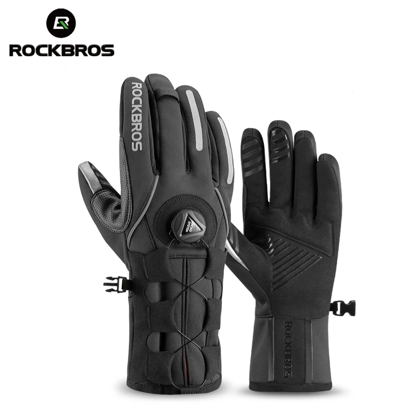 

Cycling MTB Winter Gloves For Bicycle Touch Screen Adjustable Winter Warm Fleece Gloves Bike Windproof Ski Sport Mens Gloves