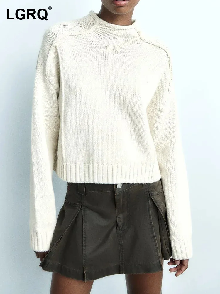 

LGRQ Fashion Casual 2023 Solid Color Autumn Knitted Winter Pullover Women's Elegant High Quality Street Trendy Sweater 19Z1092