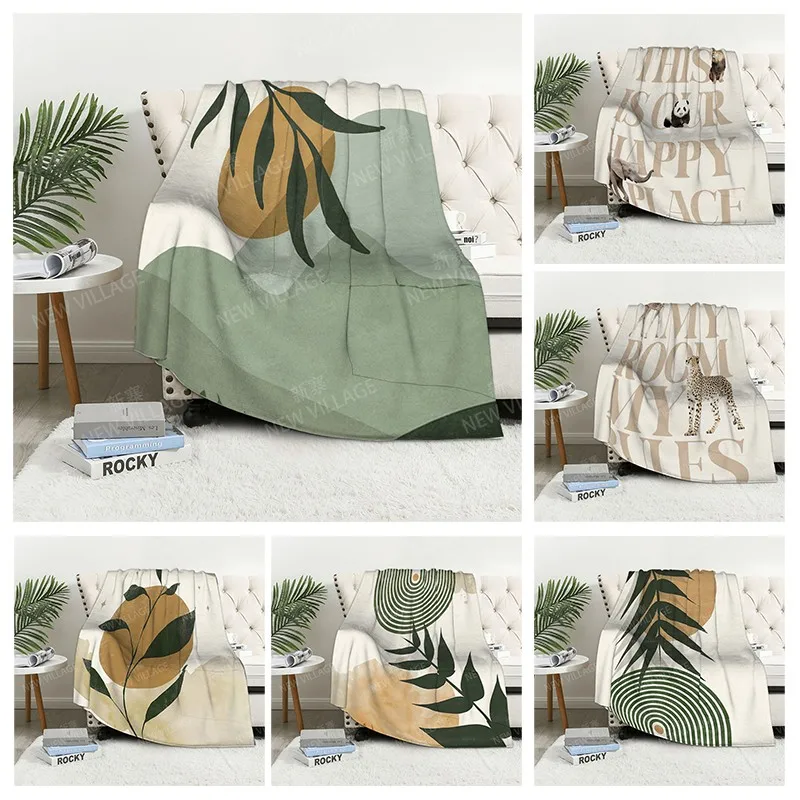 

Plaid sofa for Knee blankets warm winter bed cover throw blanket Decor boho warm fleece Nordic leaf Soft and hairy plant