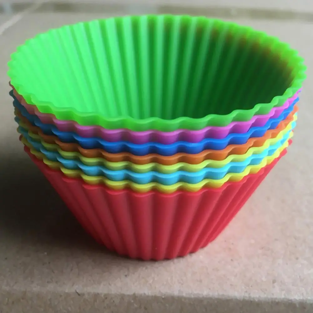 

6/12/24Pcs Useful Silicone Muffin Cake Molds High Temperature Resistant Desserts Candies Muffin Baking Cups Fadeless