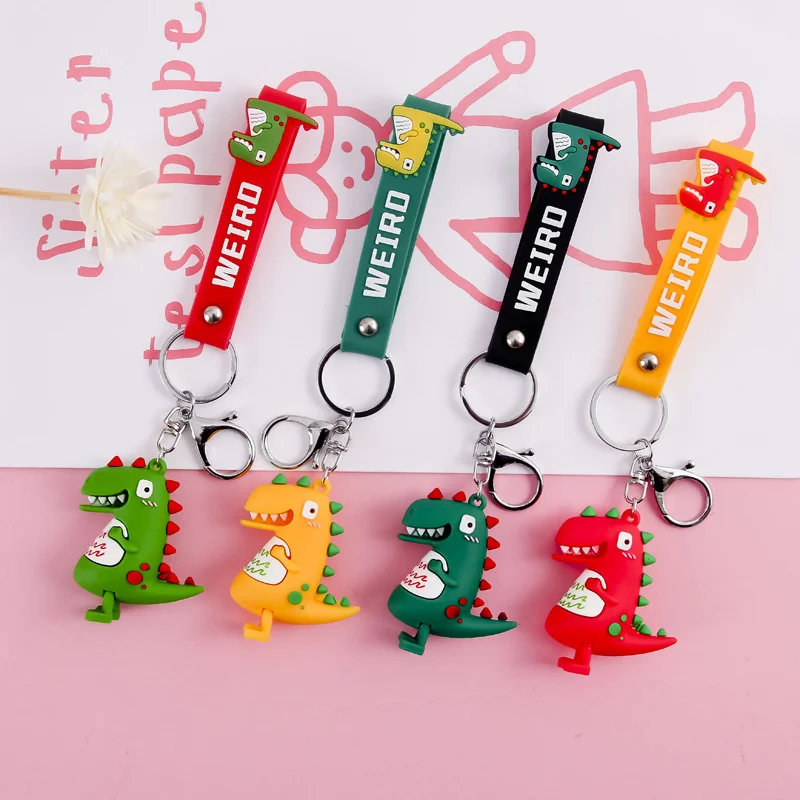 

Personality Cartoon Big Dinosaur Keychain Car Keychain Pendant Soft Rubber Ornament Wholesale Small Gift