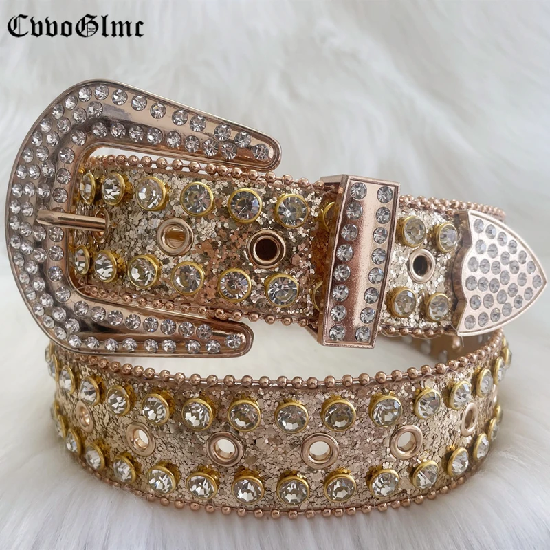 

Punk Western Rhinestone Belts Studded Metal for Women Casual Luxury Adjust Diamond PU Leather Bling Ladies Belts ремень мужской