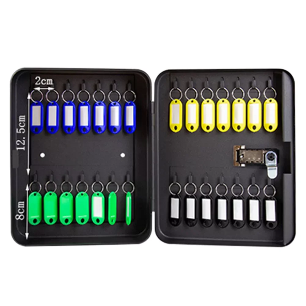 

Storage Organizer Key Cabinet Security Box Durable Multifunction With Lock Office Wall Mounted Metal Colorful Tags Home Portable