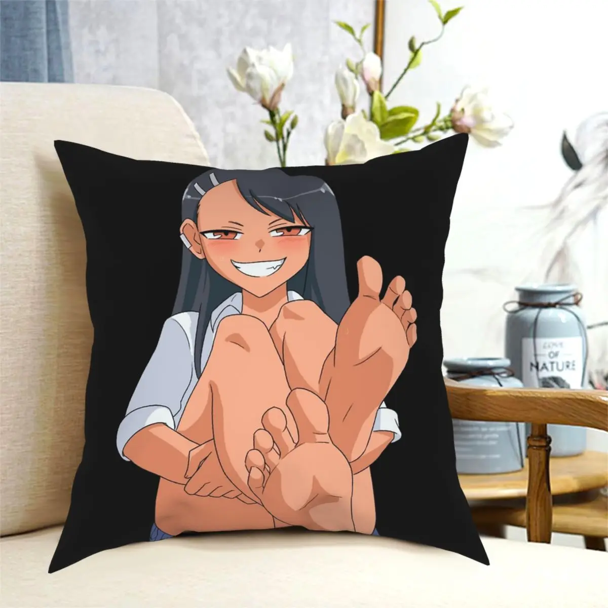 

Nagatoro Hayase Feet Square Pillowcase Printed Zipper Decor for Car Cushion Case Wholesale