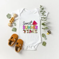 exquisite summer element printing girl baby boy jumpsuit watermelon color letters creative comfortable newborn clothing supplies