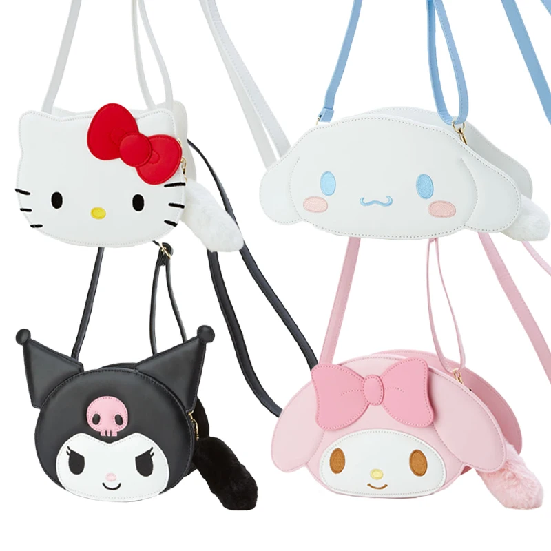 

Sanrios Cartoon Messenger Bag Kawaii 3D Fashion Kuromi Cinnamoroll Mymelody Kt Cat Single Shoulder Bag Pu Satchel Gift for Girls