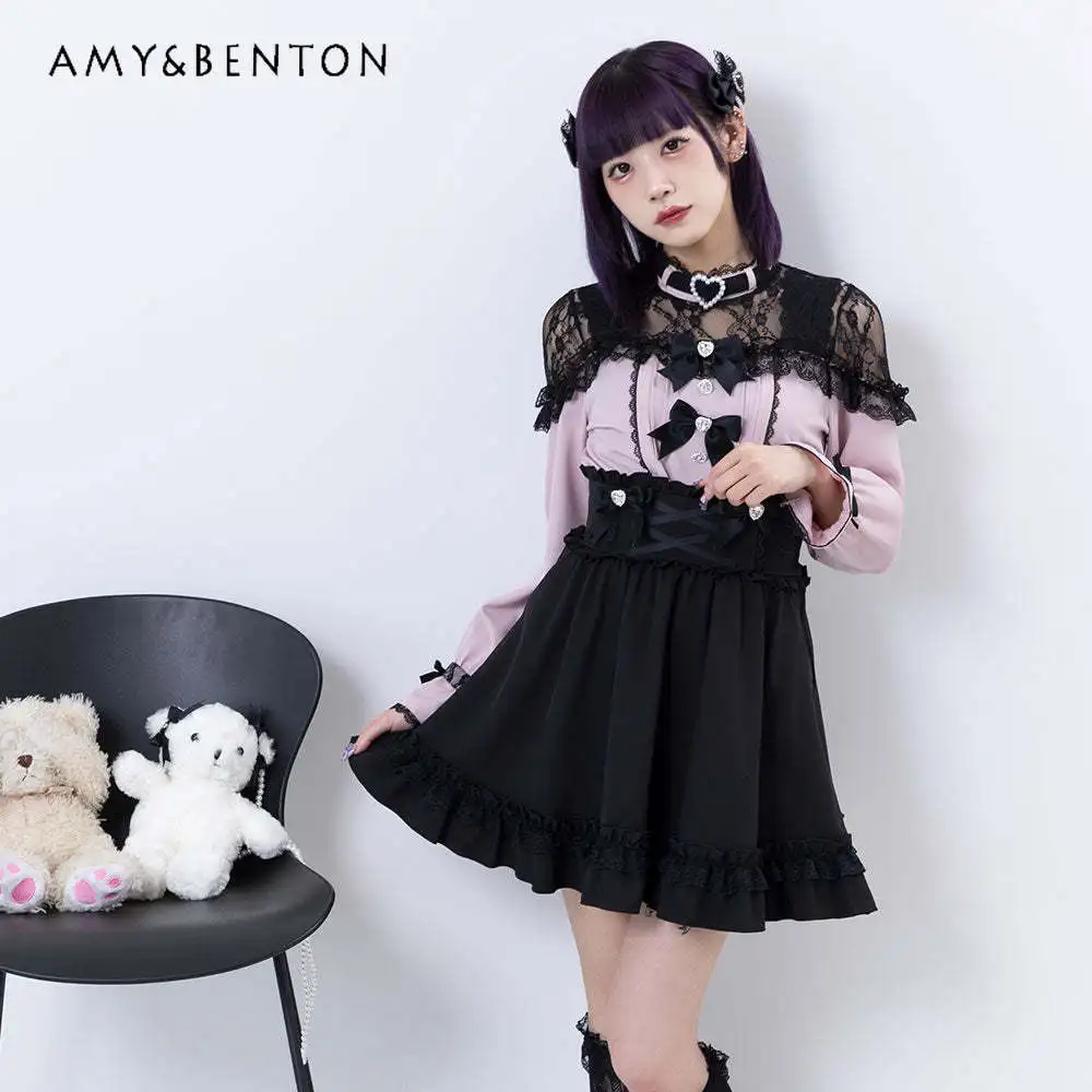 Милая японская рубашка в стиле &quotЛолита&quot с открытыми плечами и длинными