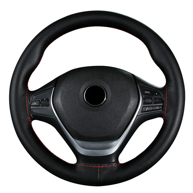 

DIY Top Layer Leather Universal Hand Sewn Steering Wheel Cover 38cm Four Seasons Car Interior Accessories Handlebar Braid