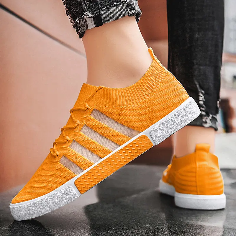 

Colorful Fashion Men Casual Shoes Summer Hollow Out Breathable Men Sneakers Deodorant Fly Woven Casual All-match Men Flats