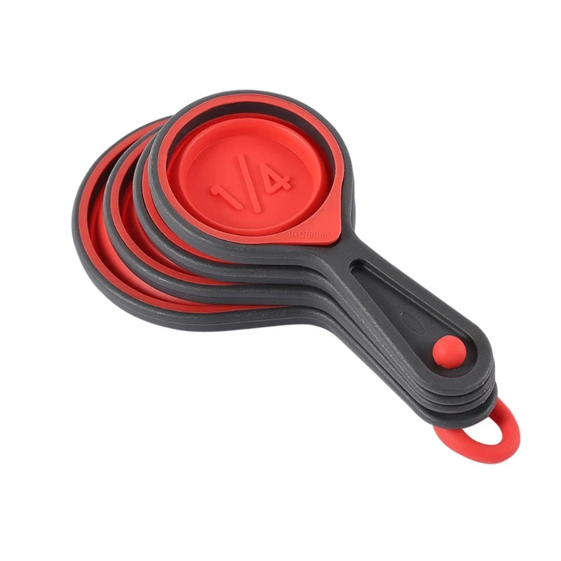 

Silicone Measuring Cup Set 4 Pieces Collapsible Measurement Spoon for Liquid Dry