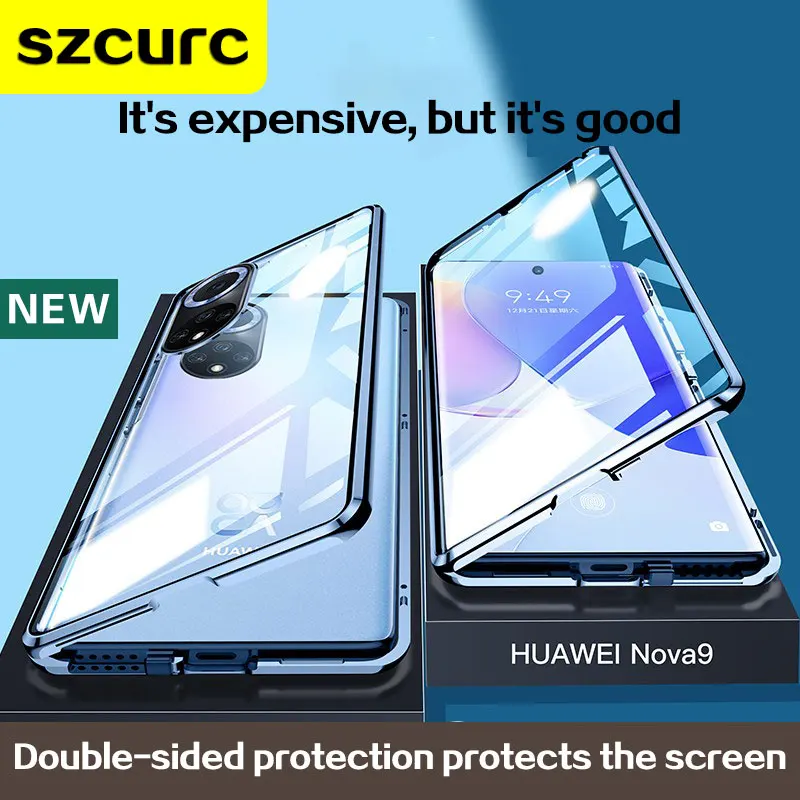 Tanie Do Obudowy Huawei Nova 9 Pro. Nowa 360 ° Pełna Ochrona Revent Peep Magnetyczna Adsorpcja Szklana Osłona Telefonu Nova 10 Novo 8 Nove 7