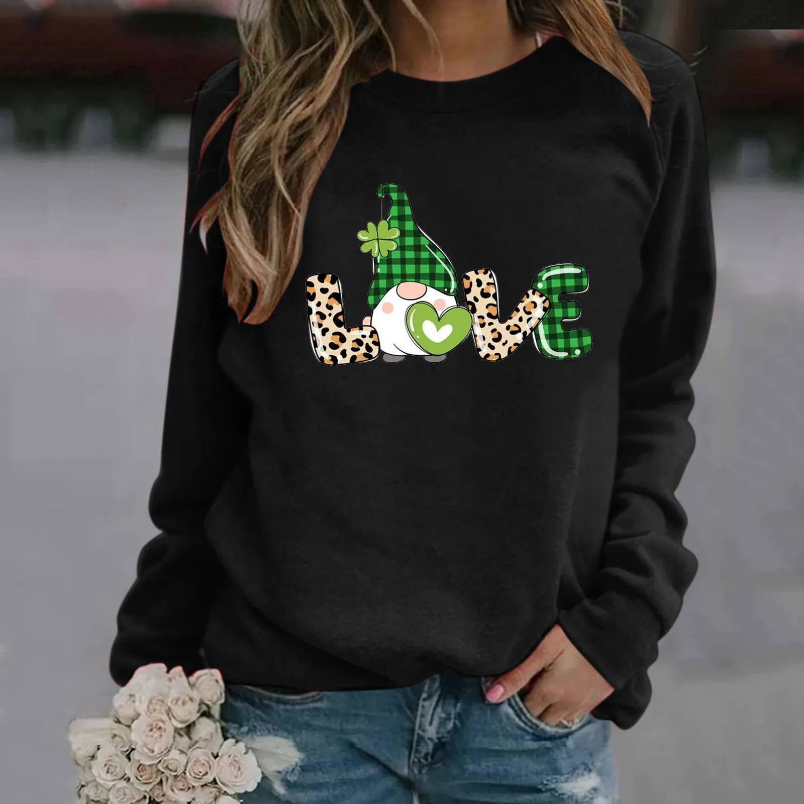 

Women's Outdoor Recreation Sweatshirts & Hoodies Women's Top Cute Printed T-shirt Long Sleeve Turtleneck Big Womens Hoodies