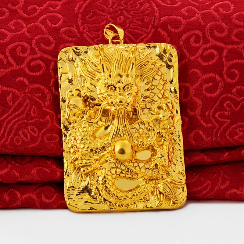 Keep Color Vietnam Alluvial Gold Dragon Charms 2019 New Design Big Square Dragon Pendants for Necklace Making Jewelry Fittings