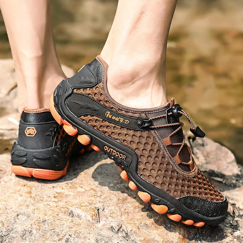 JIEMIAO Summer Men Hiking Shoes Outdoor High Quality Mesh Breathable Climbing Sport Shoes Women Trekking Hunting Sneakers