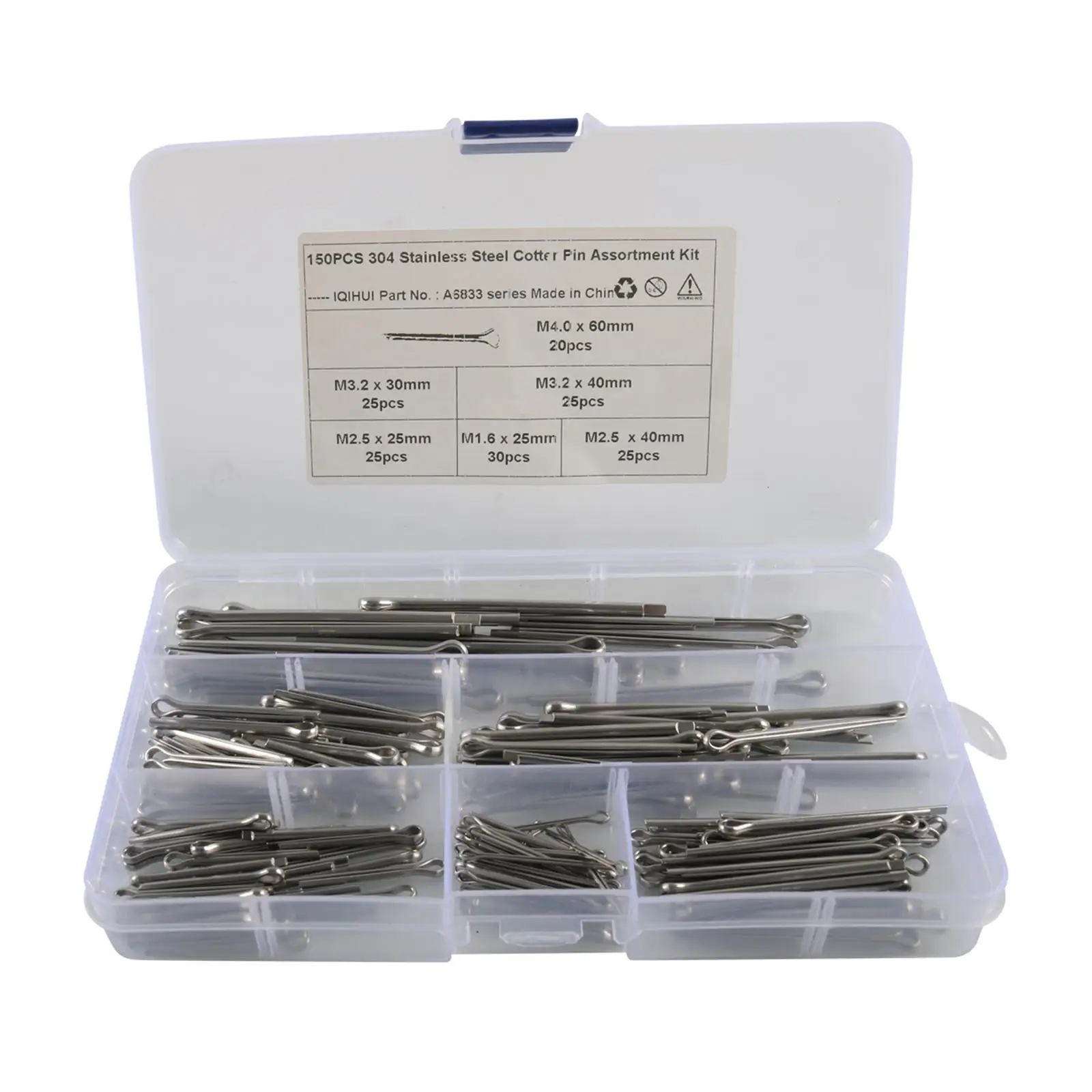 150 Pieces 6 Sizes Cotter Pins, Positioning Pin M1.5 Shape Straight Hairpins for Trucks Small Engine Repair