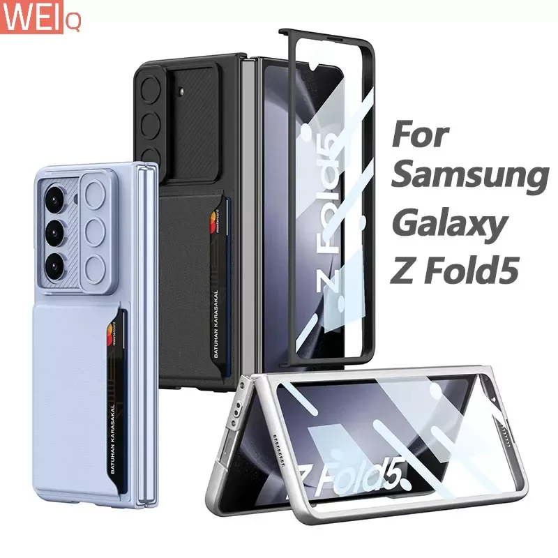 

GKK Оригинальный чехол для Samsung Galaxy Z Fold 5, кожаный чехол со слотом для карт, передний экран, стекло, скользящий объектив, жесткий чехол для Galaxy Z Fold5