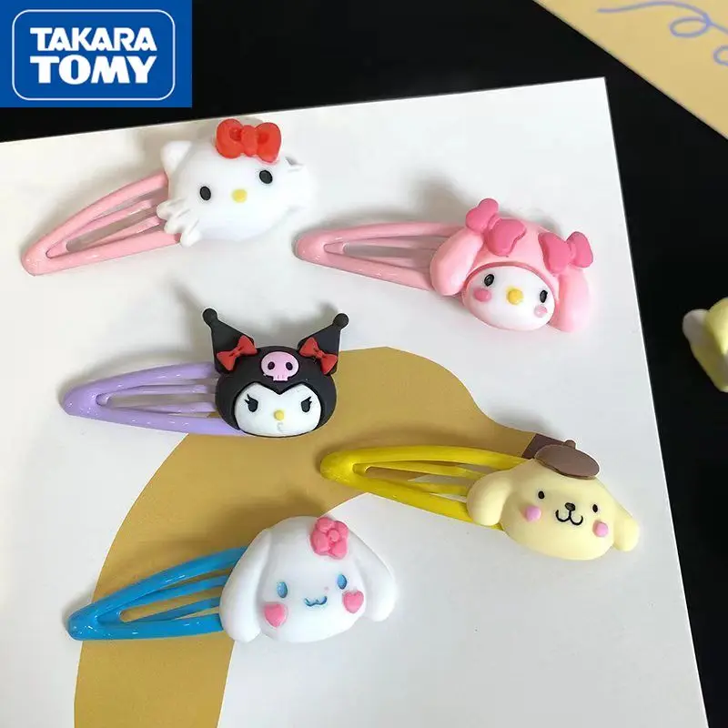 

TAKARA TOMY 2022 New Cartoon Hello Kitty Hairpin Sweet Girl Heart Student Hairpin Side Clip Hair Accessories