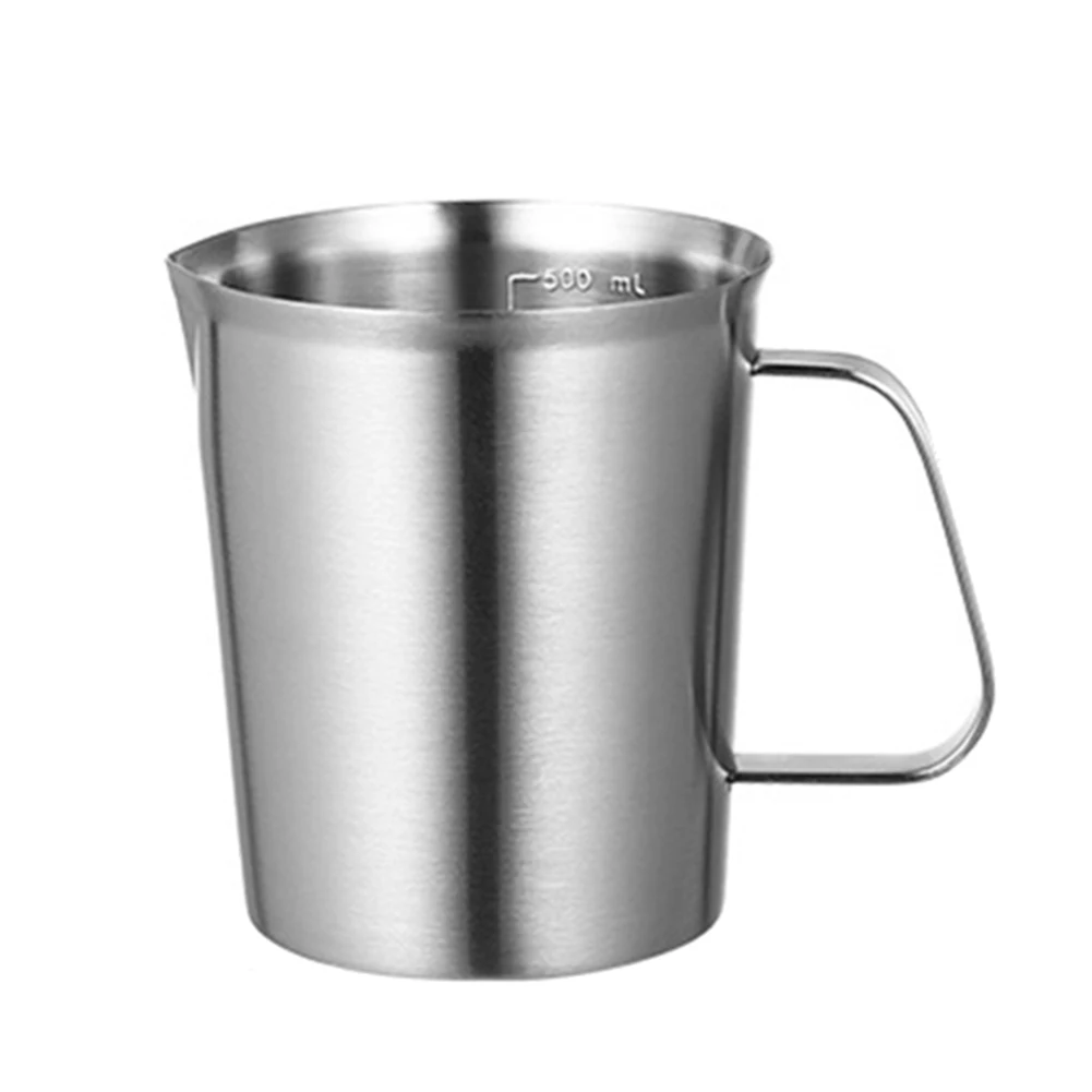 

Мерная чашка из нержавеющей стали с маркировкой и ручкой, практичный кухонный мерный стакан, контейнер (500 мл)