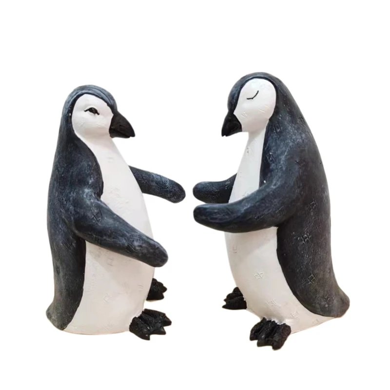 

Animal Cuddling Statue Valentine's Day Gifts Courtyard Garden Landscape Animal Love Sculptures Decor(Penguin)