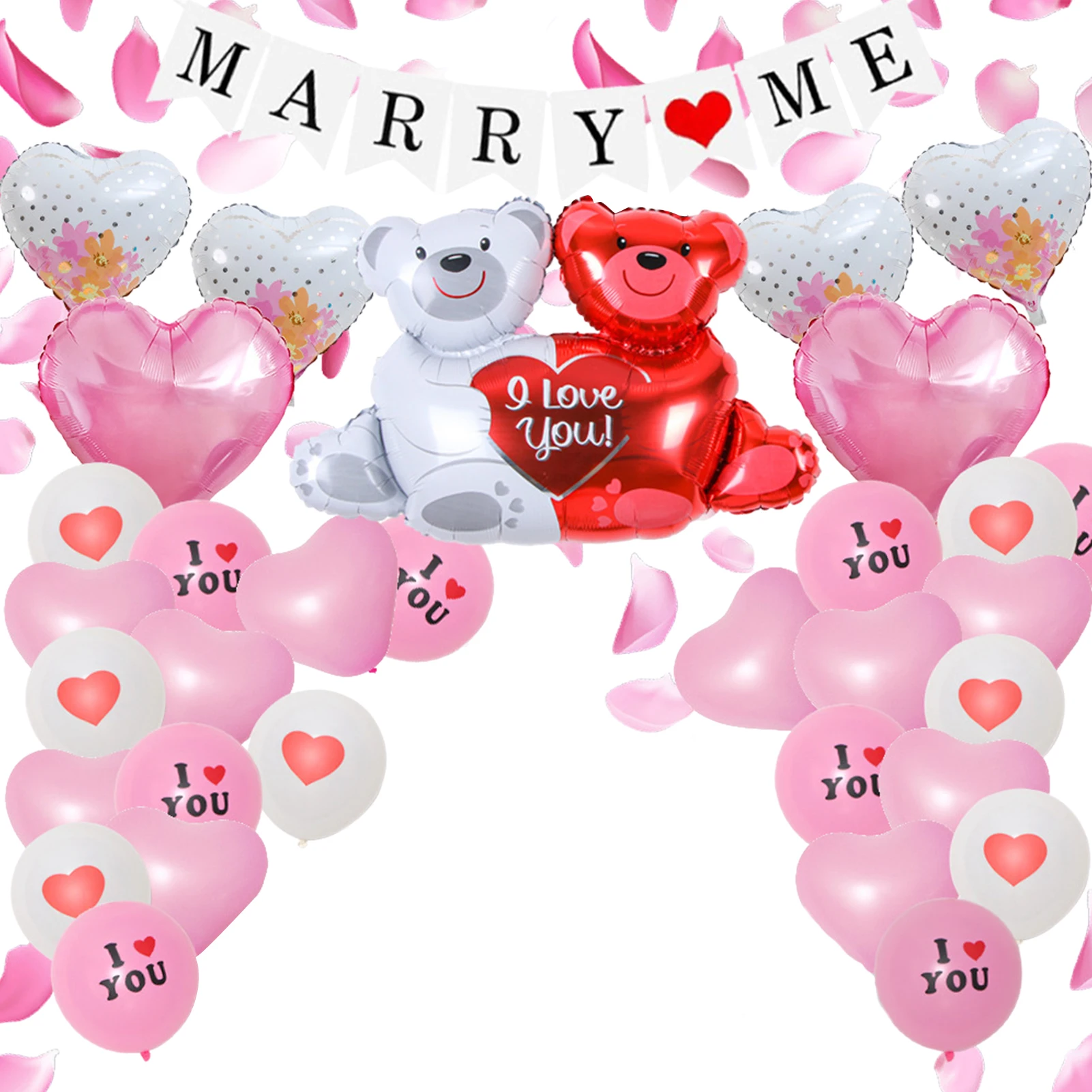 

Воздушные шары на День Св. Валентина, красные/розовые строительные романтические латексные воздушные шары, набор воздушных шаров в виде мед...