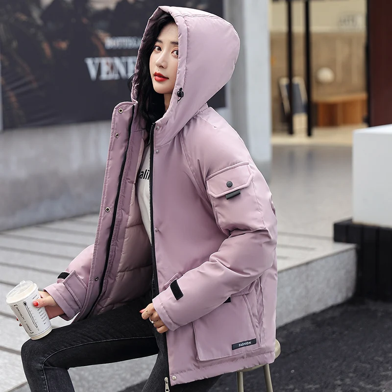 Women's Winter Oversize Jacket Down Cotton Padded Coat Female Loose Casual Overcoat Female Fashion Hooded Short Parkas