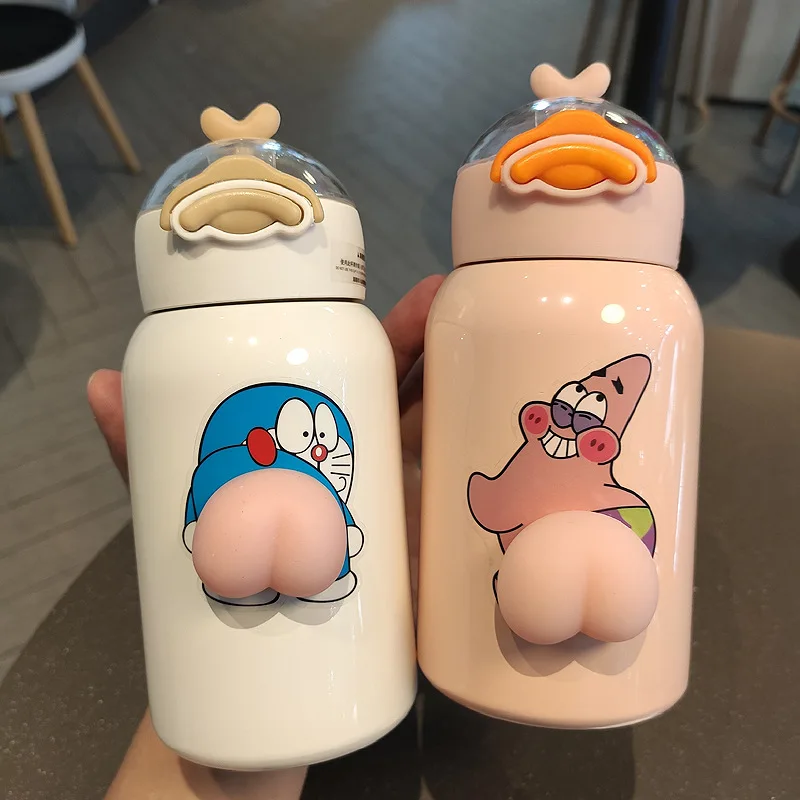 

Insulated Vacuum Water Bottle Stainless Steel Thermal Duck Cup For Kids School Children Thermal Cartoon Tumbler Bottle Stickers