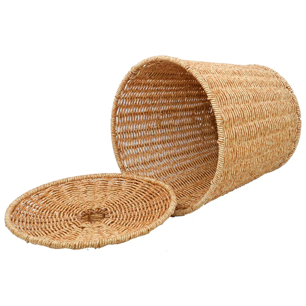

Basket Can Trash Storage Woven Bin Rattan Waste Wicker Garbage Planter Bedroomlid Laundry Sundries Clothes Dirty Seagrass Hamper