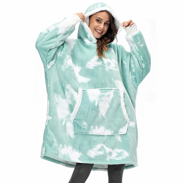 Women Oversized Hoodie Blanket with Sleeves Fleece Warm Hoodies Sweatshirts Giant TV Blanket Women Hoody Robe Casaco Feminino 1