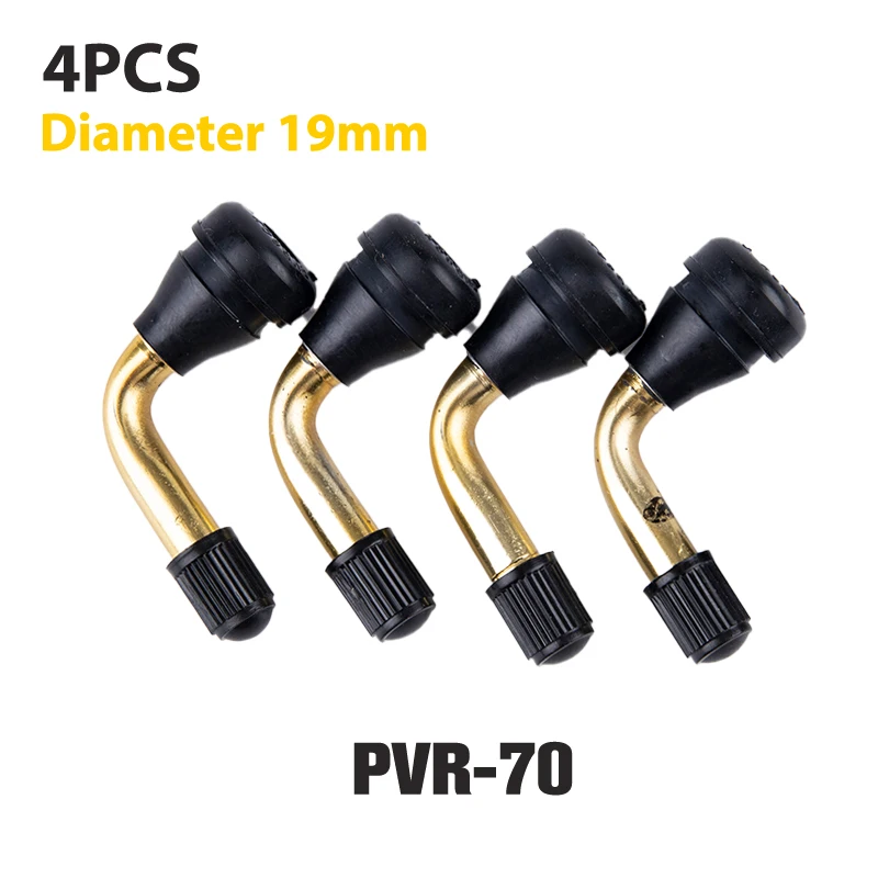 

4pcs Tire Valve Stem Bent 90 Degree Angled Snap-in Rubber Base Brass Stem For Tubeless Tires Nipple Motorcycle Scooter ATV