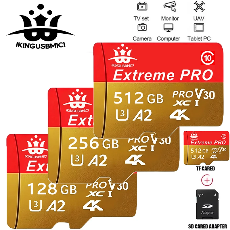 Фото Карта памяти Extreme Pro Micro SD 512 ГБ, 256 ГБ, 64 ГБ, Mini SD 512 ГБ, 16 ГБ, 8 ГБ C10 TF Flash для телефонов Xiaomi, камер, планшетов №1