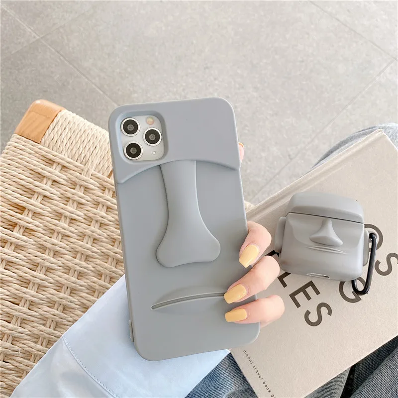 

Luxury Retro moai statue 3D Phone Case For Apple case for iPhone 13 12 11 Pro Max Xr X Xs 7 8 Plus 12 mini 7Plus case Cute cover