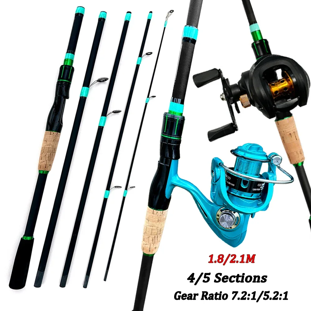 1 8/2 М ML спиннинг кастинговое удилище катушка Combo 4/5 секций дорожная карбоновая