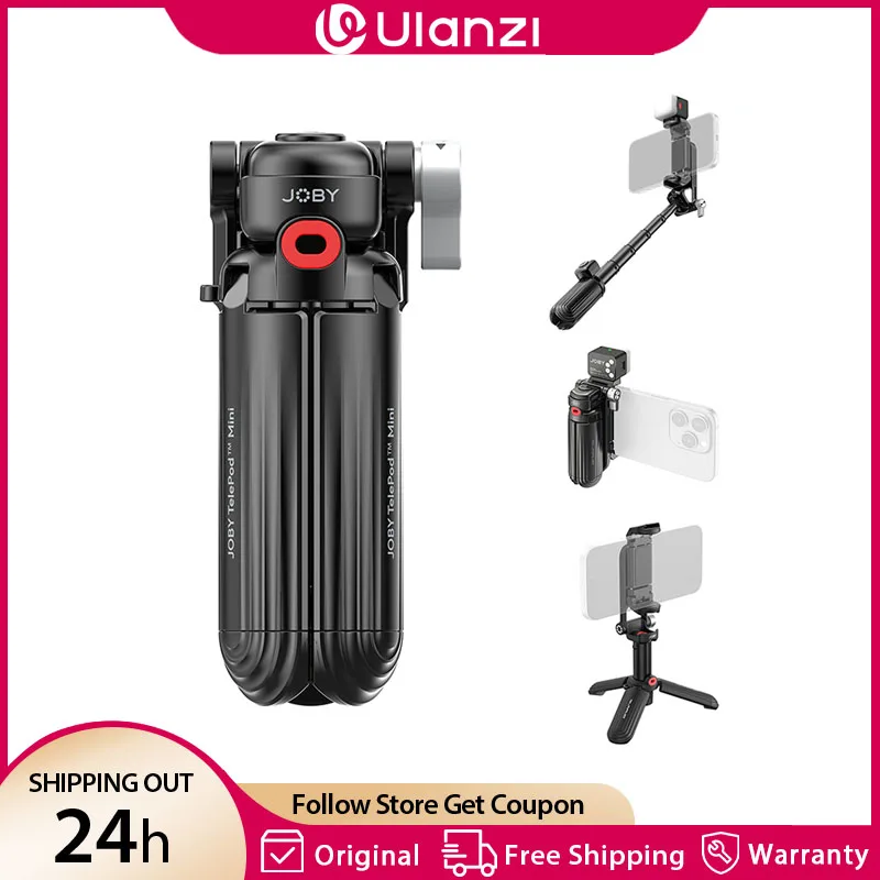Фото JOBY TP02 TelePod ®   Мини-селфи-палка с подсветкой 5600K, штатив для телефона с двойным креплением Cold Shoe для iPhone 17, 16, 15, Android, для видеоблогов и прямых трансляций №1