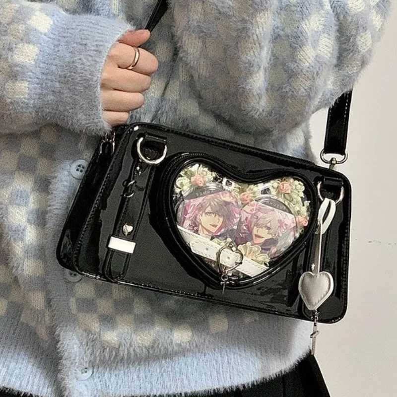 

Сумка на плечо Kawaii Lolita в японском студенческом стиле, Повседневная модная дизайнерская роскошная сумка, милая черная кожаная сумка в форме сердца Ita